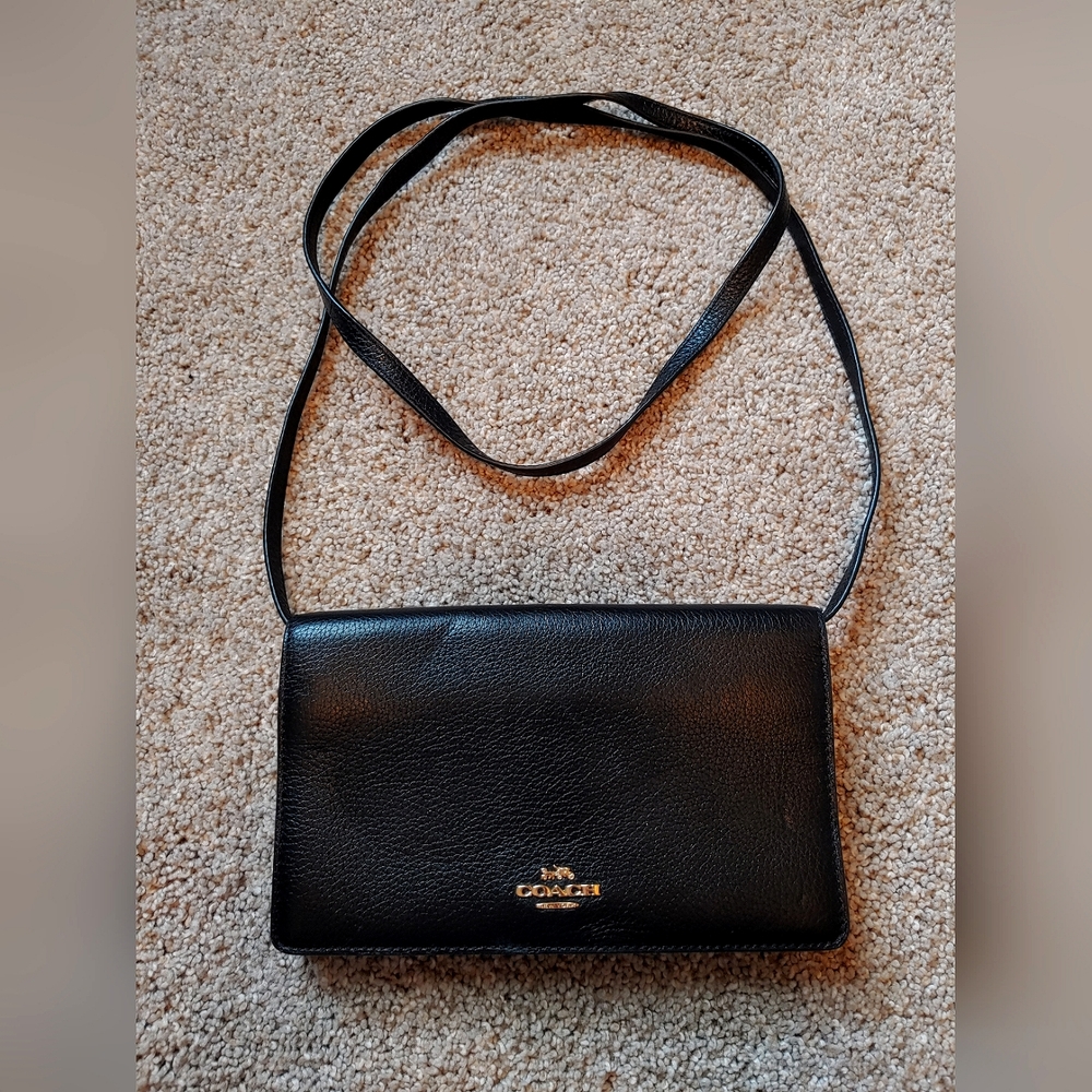 Coach black pebble leather purse / clutch